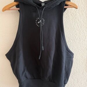 Black Sleeveless adidas x Stella McCartney Hoodie Top - Medium